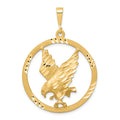10k Satin Diamond-cut Eagle in Round Frame Charm, 45 x 31 mm