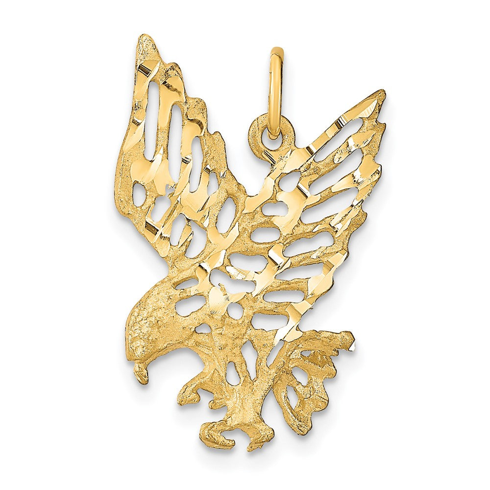 10k Solid Diamond-cut Eagle Charm, 25 x 16 mm