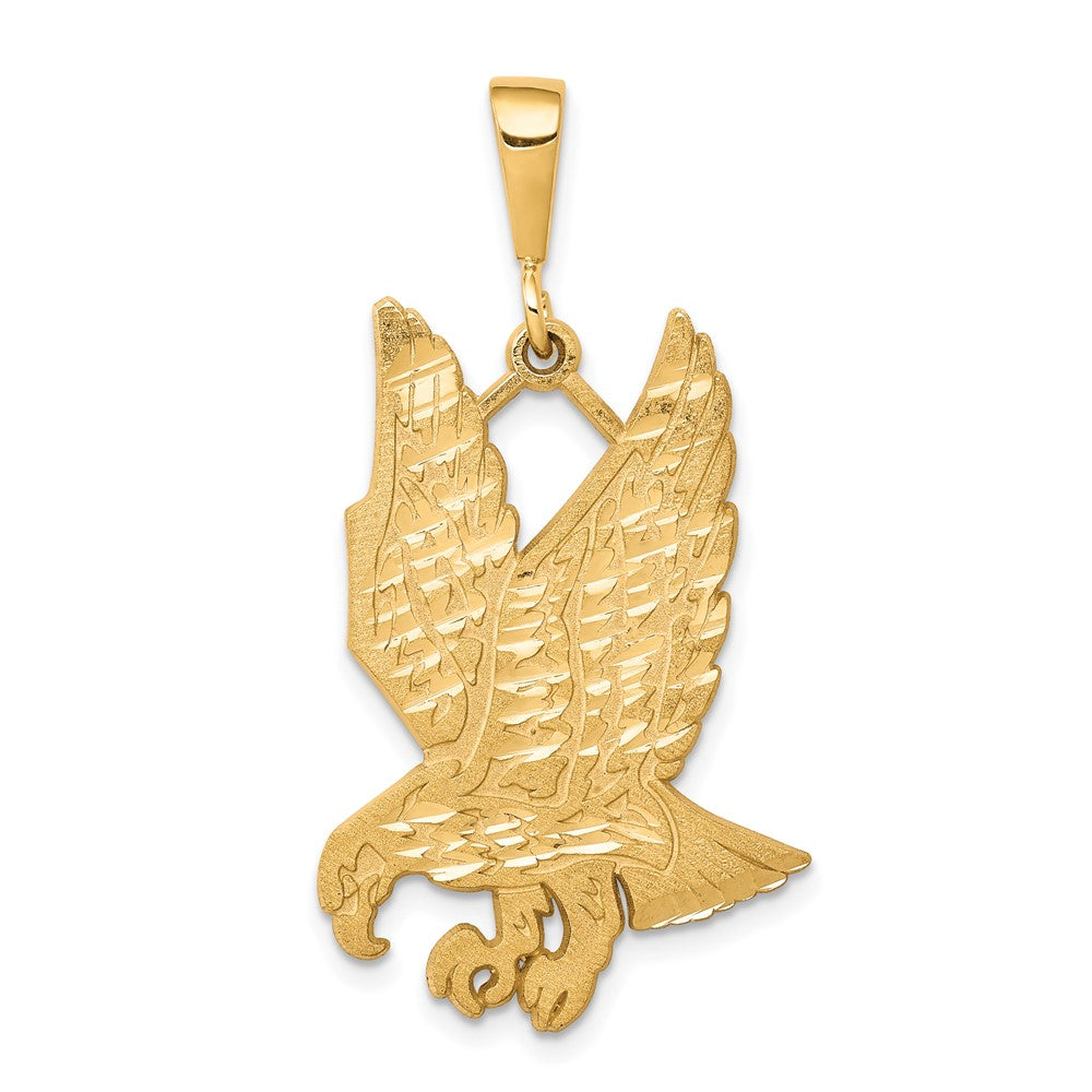 10k Solid Satin Diamond-cut Eagle Charm, 40 x 21 mm
