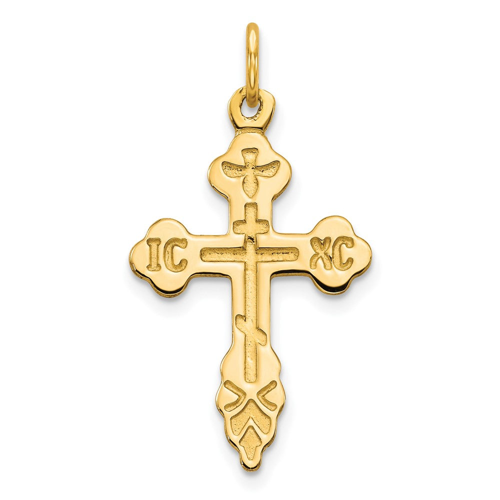 10K Eastern Orthodox Cross Charm, 30 x 17 mm