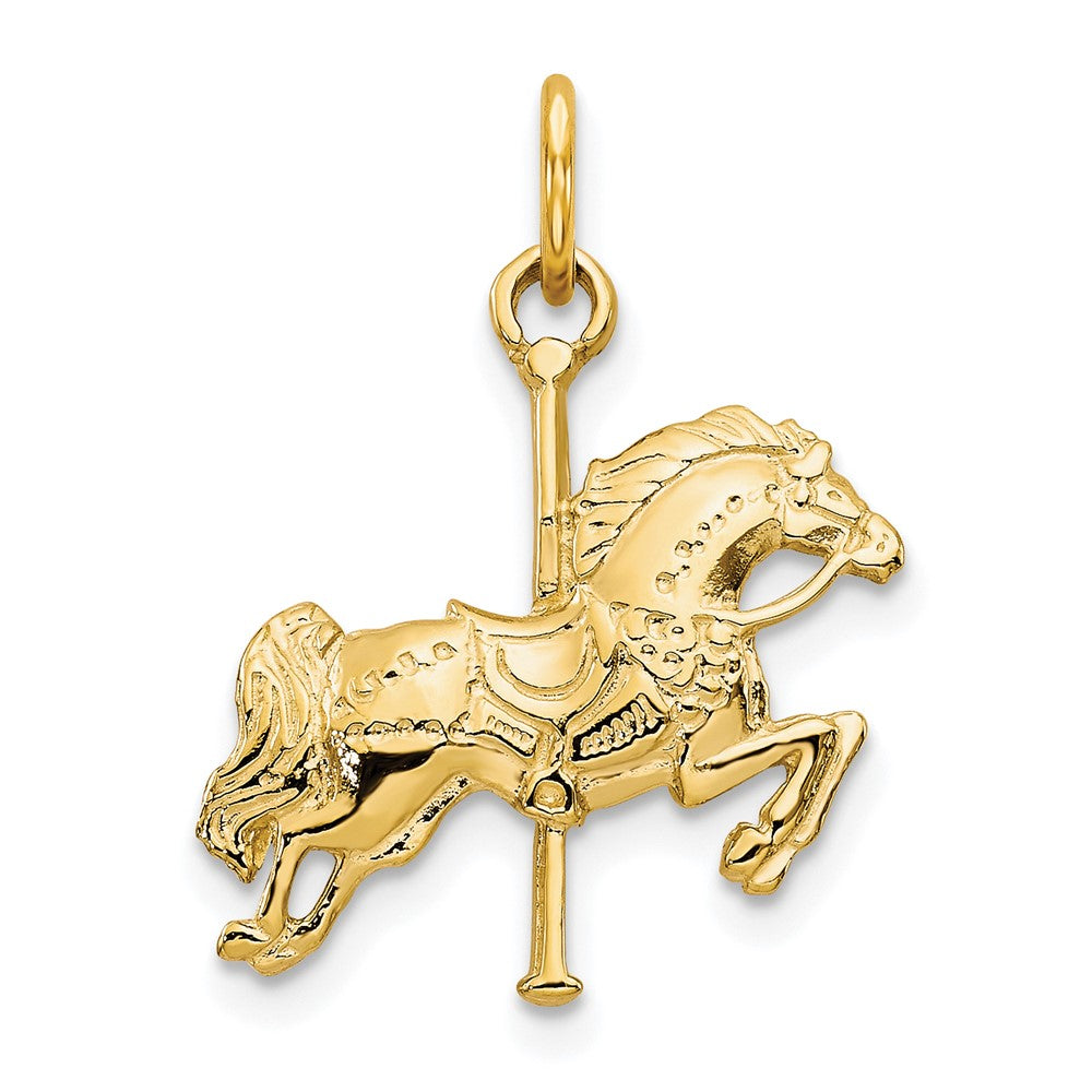 10k Solid Carousel Horse Charm, 25 x 16 mm