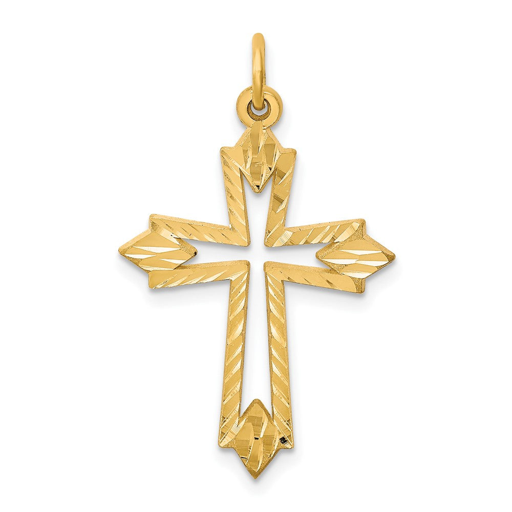 10k Cut-out Cross Charm, 30 x 21 mm