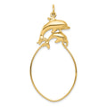 10k Double Dolphin Charm Holder, 45 x 26 mm