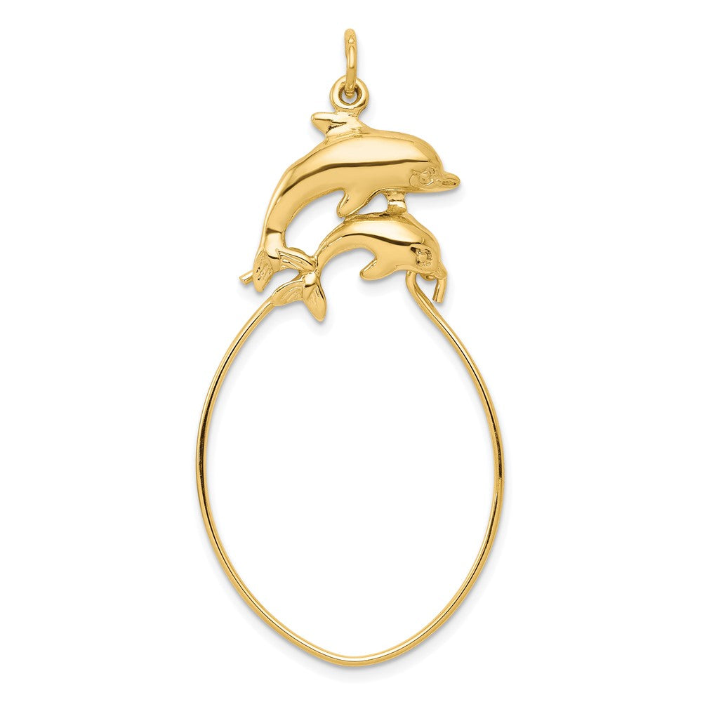 10k Double Dolphin Charm Holder, 45 x 26 mm