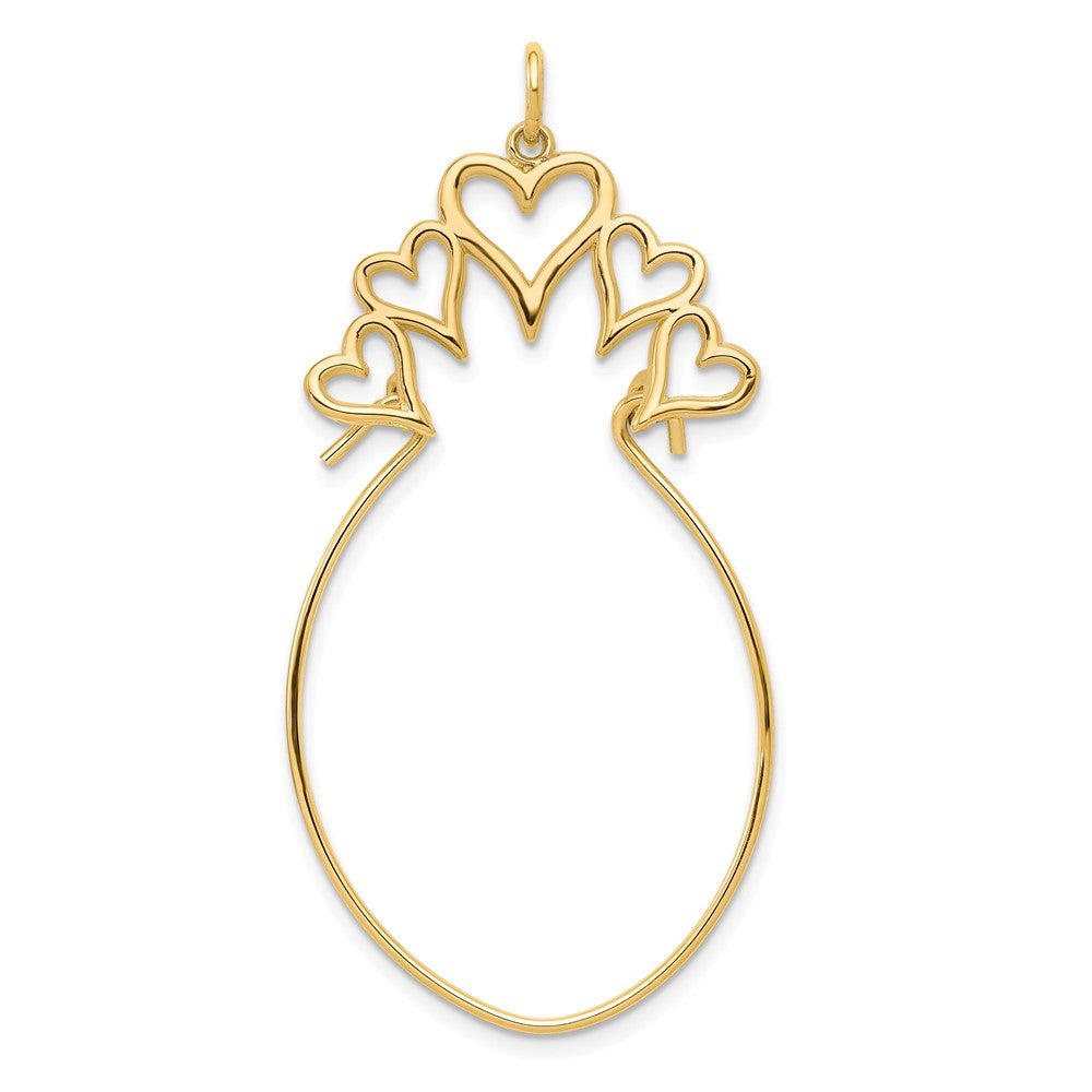10k 5-Hearts Charm Holder, 30 x 25 mm