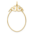10k Double Heart Charm Holder, 35 x 26 mm