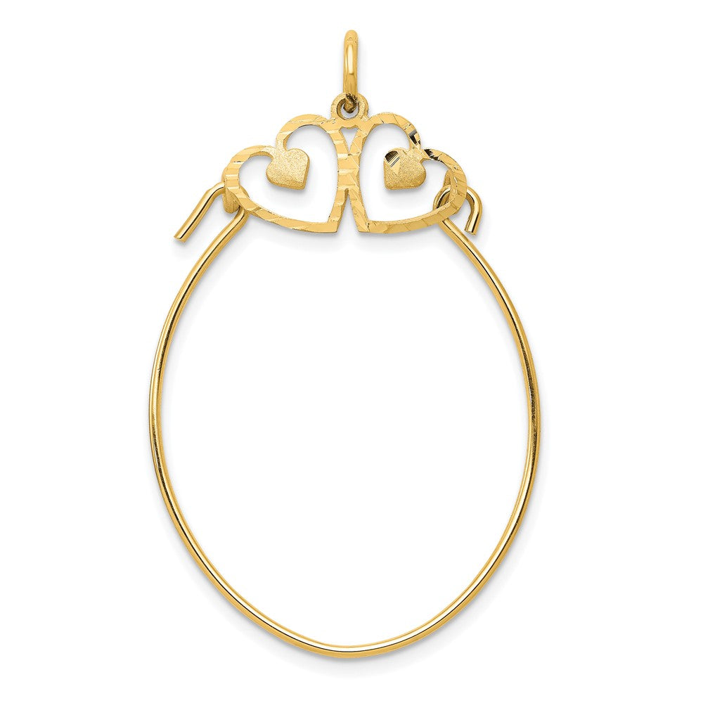 10k Double Heart Charm Holder, 35 x 26 mm