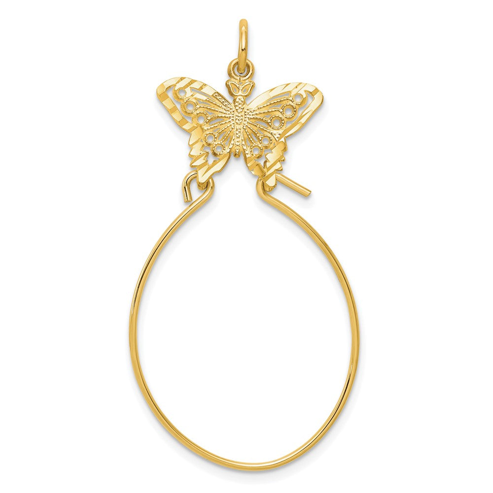 10k Filigree Butterfly Charm Holder, 40 x 21 mm