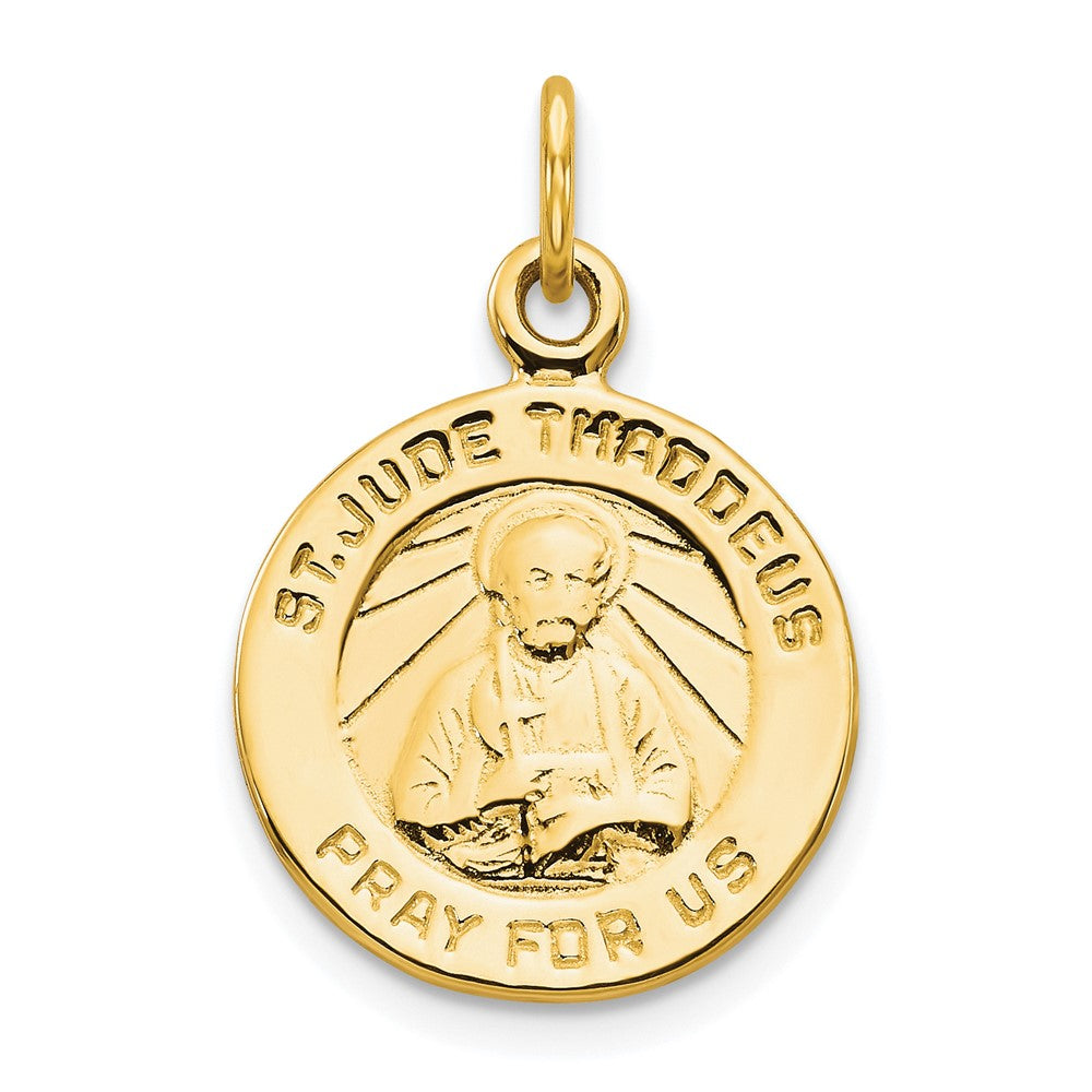 10K Round St. Jude Medal Charm, 20 x 16 mm