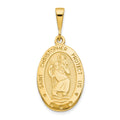 10K Large Oval St. Christopher Medal Pendant, 35 x 16 mm