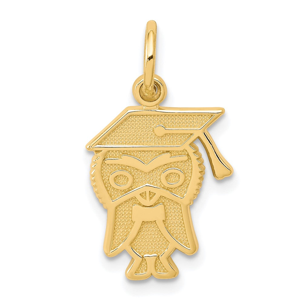 10k Graduation Owl Charm, 20 x 11 mm
