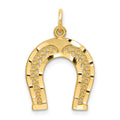 10k Diamond-cut Horseshoe Charm, 23 x 19 mm