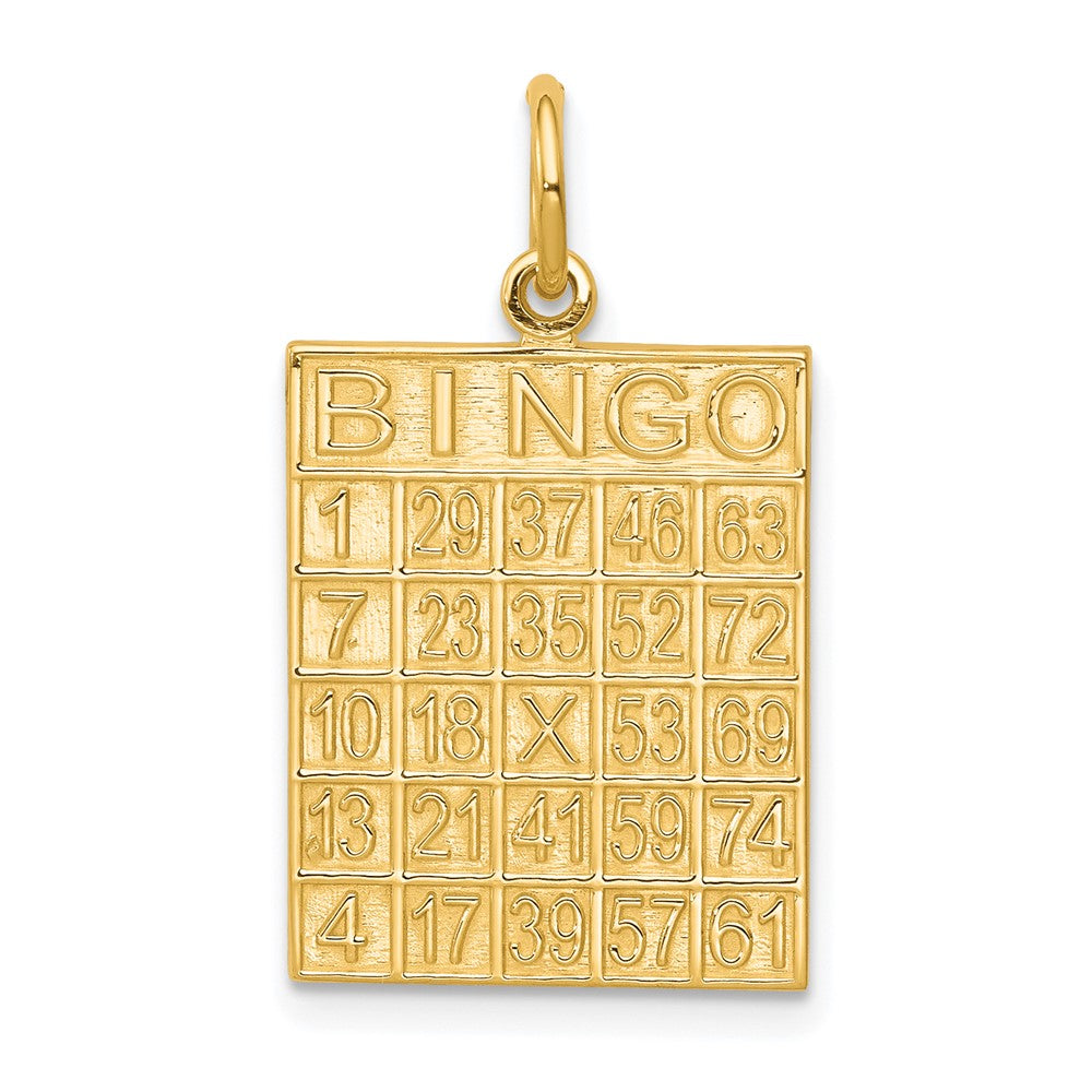 10k Solid BINGO Card Charm, 25 x 15 mm
