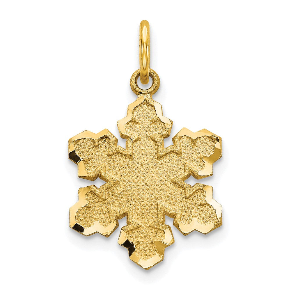 10k Solid Satin Diamond-cut Snowflake Charm, 20 x 22 mm