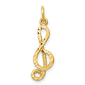 10k Medium Solid Treble Clef Charm, 25 x 7 mm