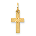 10k Small Satin Diamond-cut Cross Charm, 20 x 11 mm