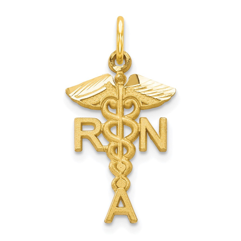 10k Solid Registered Nurse RN Charm, 25 x 11 mm