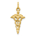 10k Solid Caduceus Charm, 25 x 11 mm