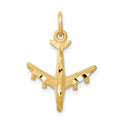 10k 3-D Solid Satin Diamond-cut Airplane Charm, 20 x 16 mm