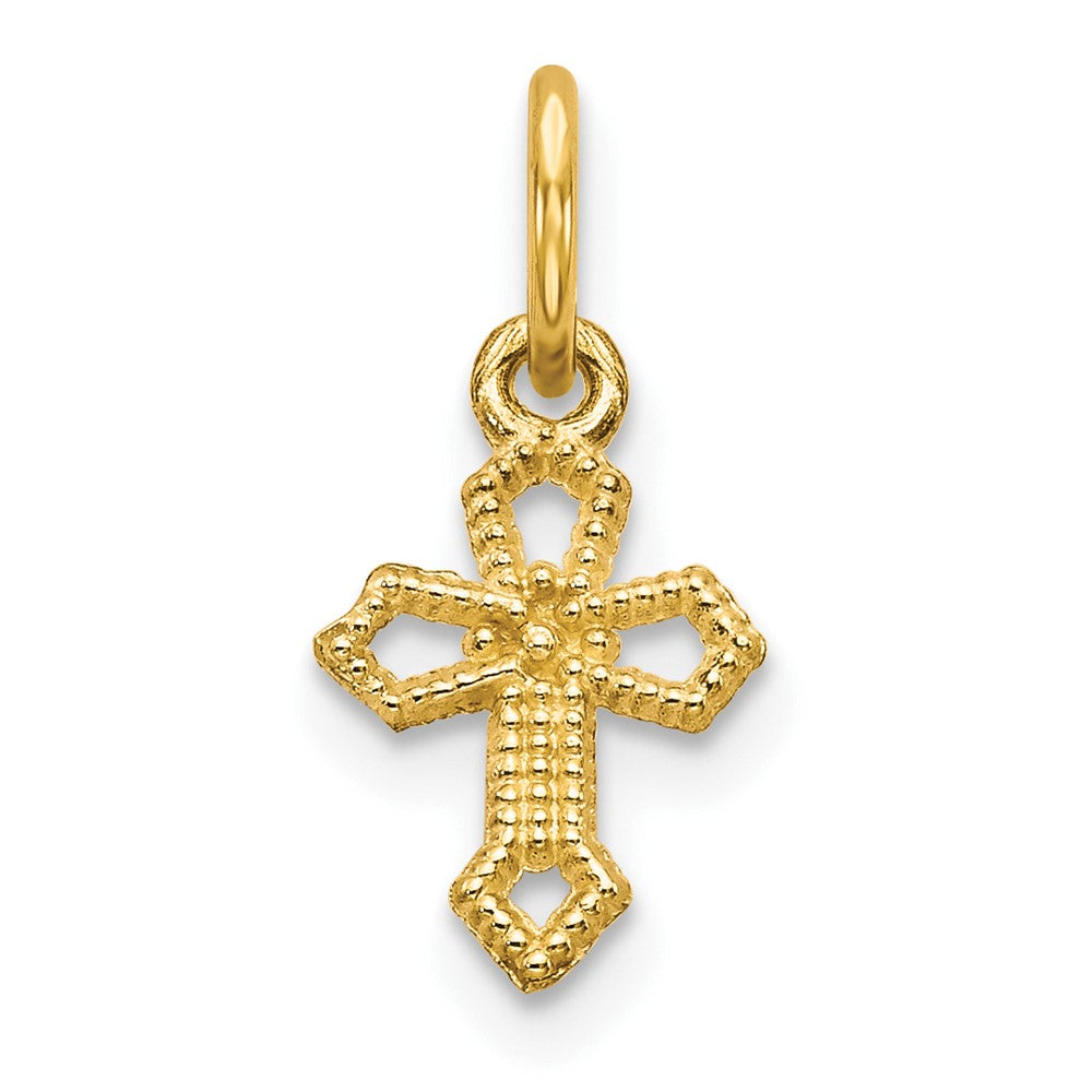 10k Mini Cross Charm, 16 x 8 mm