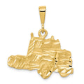 10k Solid Diamond-cut Semi Truck Charm, 25 x 28 mm