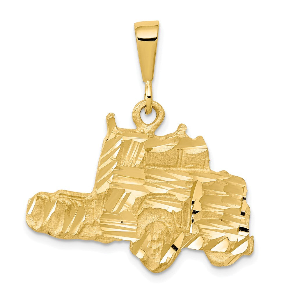 10k Solid Diamond-cut Semi Truck Charm, 25 x 28 mm