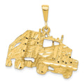 10k Solid Diamond-cut Semi with Trailer Charm, 30 x 31 mm