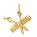 10K Satin Diamond-cut Comb and Scissors Charm, 17.75 x 15.85 mm
