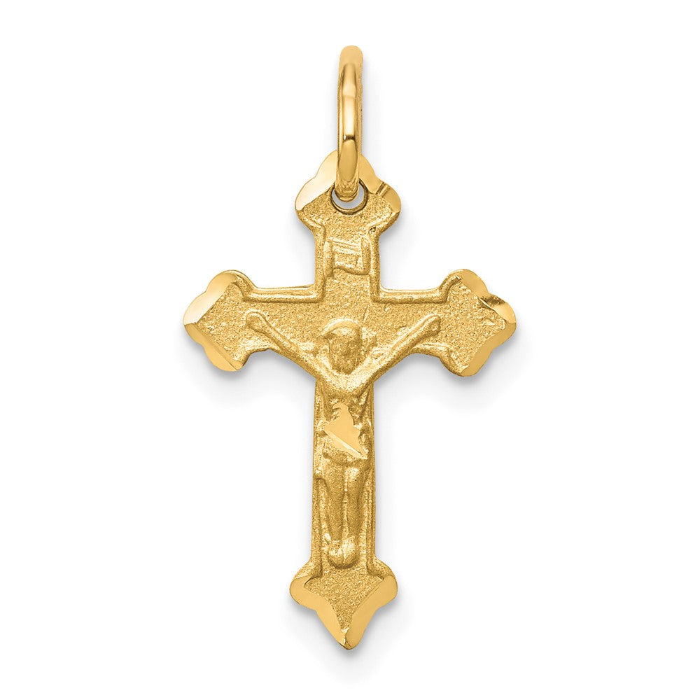 10K Satin Diamond-cut Crucifix Charm, 20 x 12 mm