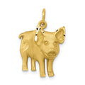 10k Satin Diamond-cut Pig Charm, 20 x 16 mm