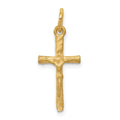 10k Solid Satin Diamond-cut Crucifix Charm, 23 x 11 mm