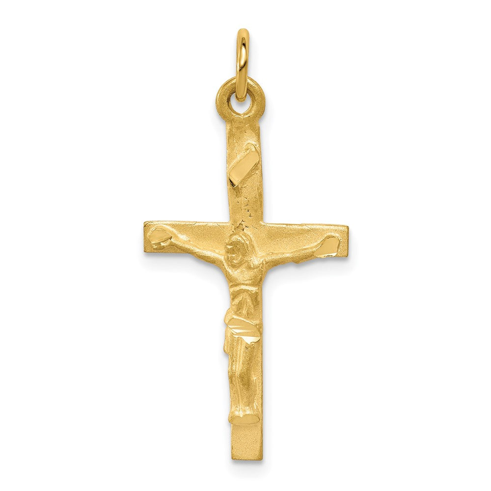 10k Solid Polished Crucifix Pendant, 32 x 16 mm