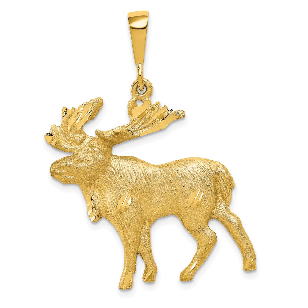 10k Diamond-cut Moose Charm, 35 x 23 mm