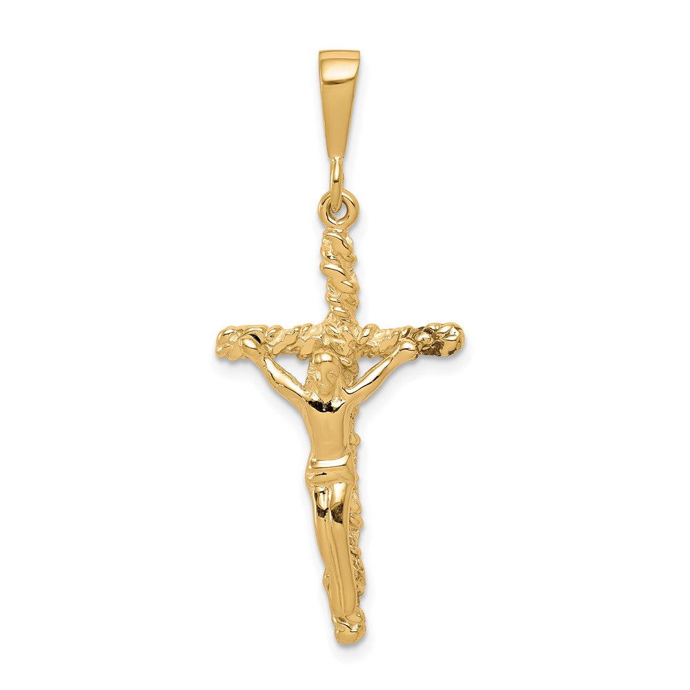 10k Solid Polished Crucifix Pendant, 40 x 16 mm
