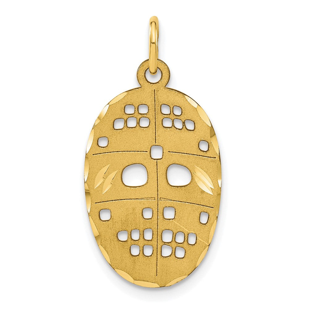 10k Cut-out Hockey Mask Charm, 22.5 x 16 mm