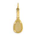 10k Solid Diamond-cut Racquetball Racquet Charm, 25 x 7 mm
