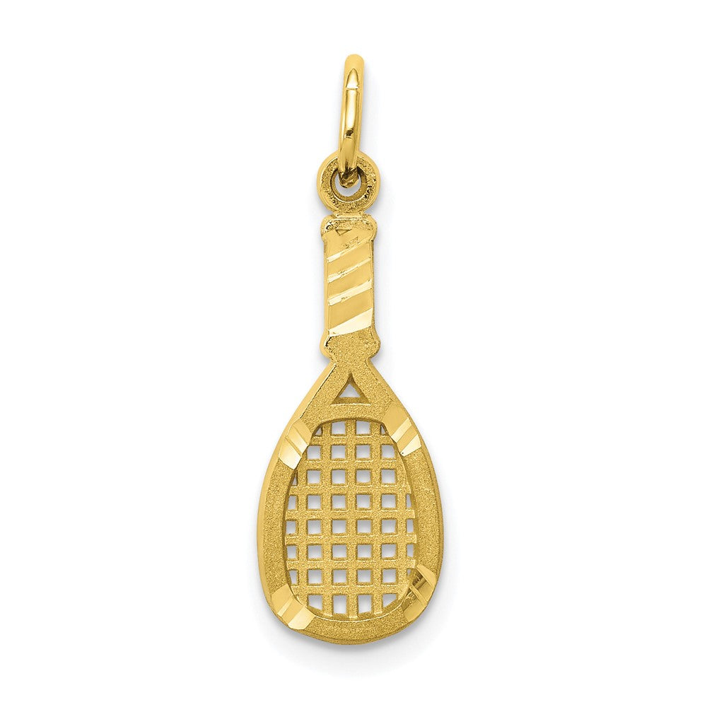 10k Solid Diamond-cut Racquetball Racquet Charm, 25 x 7 mm