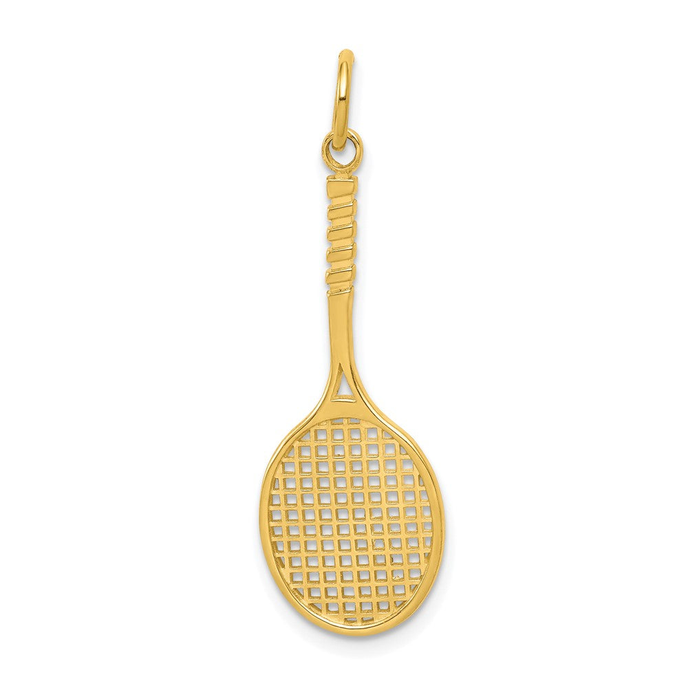 10K Tennis Racquet Charm, 35 x 11 mm