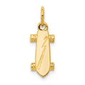 10K Solid 3-D Skateboard Charm, 20 x 8 mm