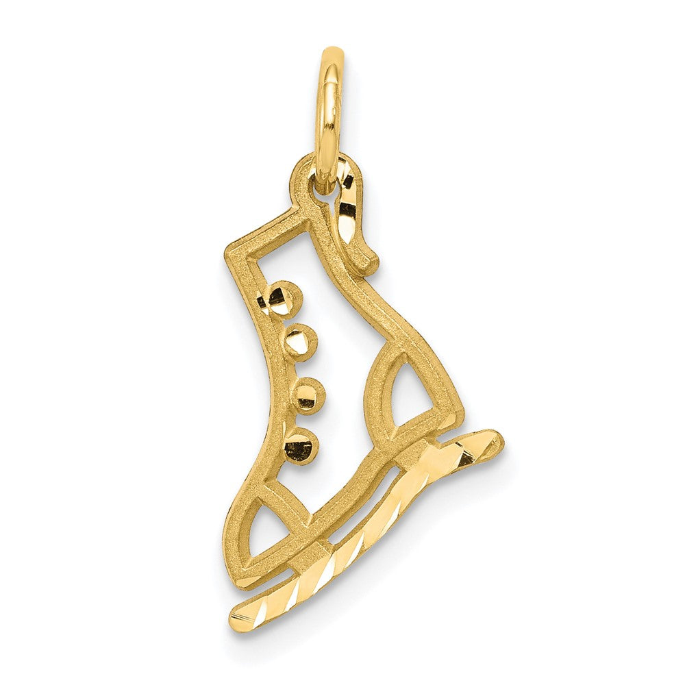 10k Diamond-cut Ice Skate Charm, 20 x 11 mm