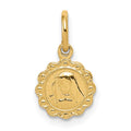 10k Solid Satin Polished Small Our Lady of Sorrows Disc Pendant, 15 x 9 mm