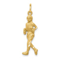 10k Satin Diamond-cut Solid Runner Charm, 30 x 11 mm