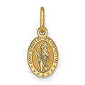 10k Solid Satin Polished Small Oval St. Christopher Medal Pendant, 15 x 6 mm