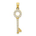 10k CZ Key Pendant, 30 x 10 mm
