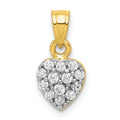 10k CZ Cluster Small Heart Charm, 11 x 6 mm