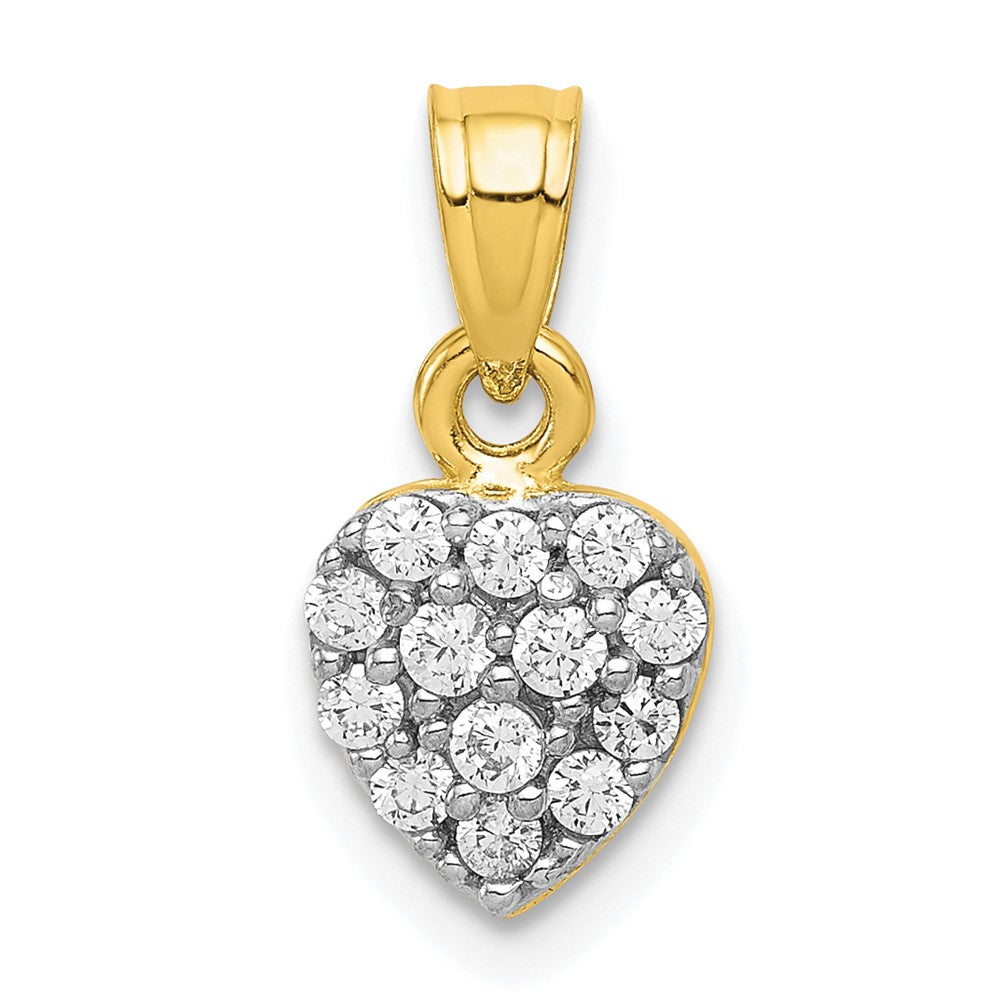 10k CZ Cluster Small Heart Charm, 11 x 6 mm