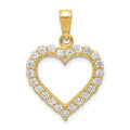 10k CZ Heart Pendant, 20 x 25 mm