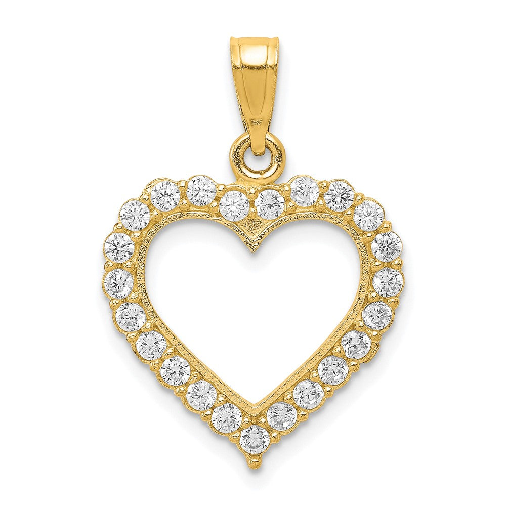 10k CZ Heart Pendant, 20 x 25 mm