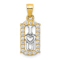 10K and White Rhodium CZ I Heart YOU Charm, 20 x 9 mm