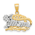 10K and White Rhodium #1 MOM Charm, 17 x 20 mm